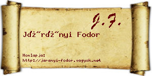 Járányi Fodor névjegykártya